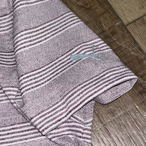 NEW ~ PUMA GOLF White & Purple Striped Dry Cell Polo Shirt Size Small - Picture 7 of 12